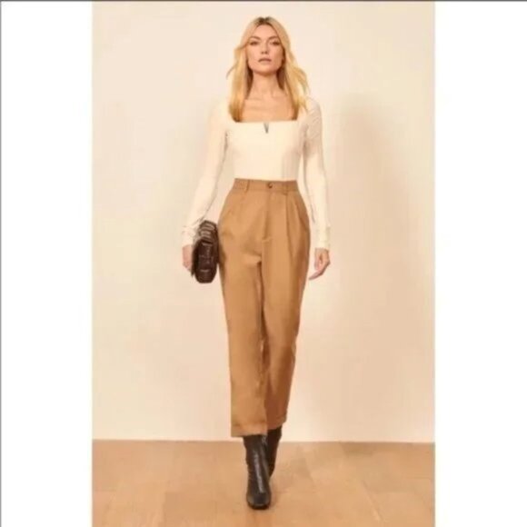 Reformation Delaney Top - Square Neck Ivory Ribbed Long Sleeve - XS - Picture 2 of 3